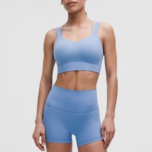 Women's Blue Sports Bra and Shorts Set